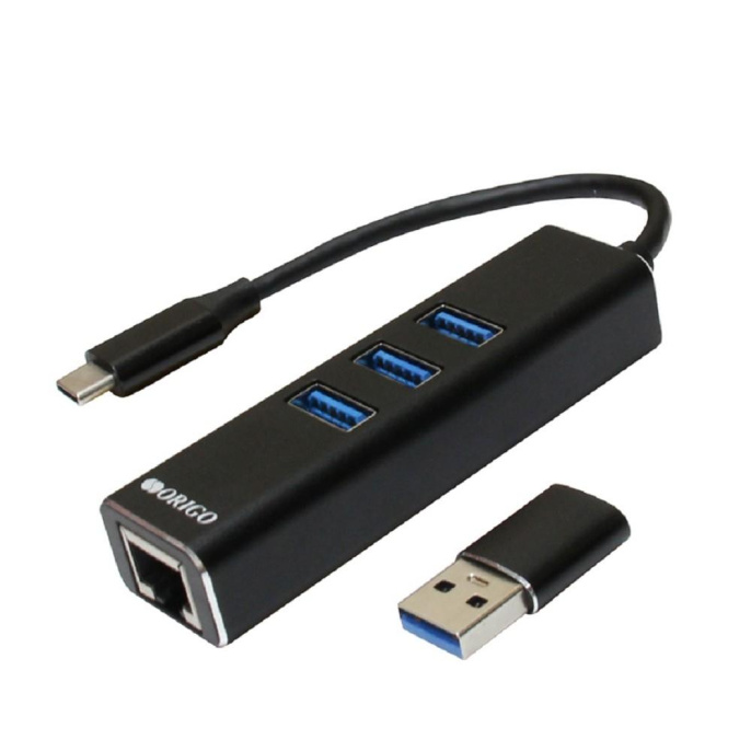 ORIGO OU330N/B1 Сетевой адаптер USB-C/Gigabit Ethernet с 3 портами USB 3.0 + переходник USB-C/USB-A
