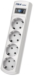Сетевой фильтр Pilot Mini 4 розетки евро с заземлением , 10А/2.2кВа, автомат, 1.8 м/ Surge protector Pilot Mini 4 euro outlets, 10A / 2.2kVt, automatic circuit-breaker, 1.8 m