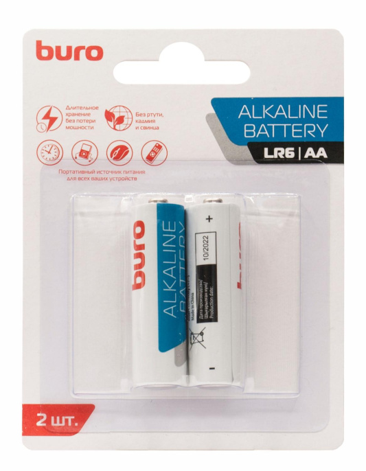 AA Батарейка Buro Alkaline LR6,  2 шт.