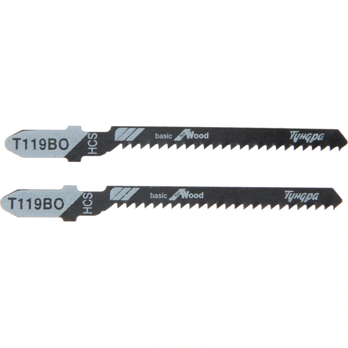 Пилки для лобзиков по дереву, фигурный рез, HCS, 50/75x2 мм, 2 шт ТУНДРА 7347460