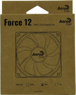 Вентилятор Aerocool Force 12 PWM Blue(4пин 120x120x25мм 18.2-27.5дБ 500-1500 об/мин)