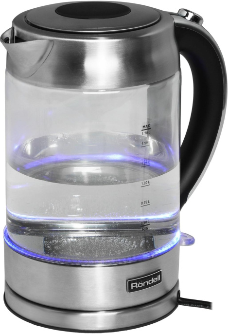 Чайник электрический Rondell 1001-RE-01 1.7л. 2200Вт серебристый корпус: стекло/металл RDE-1001