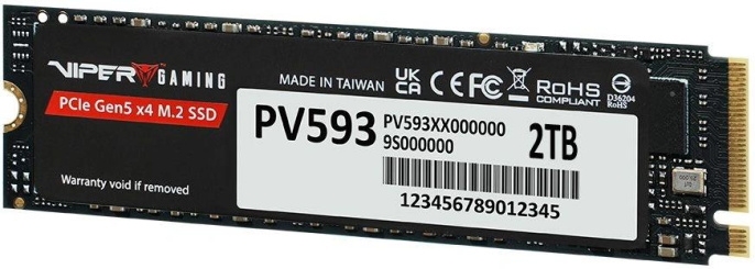 SSD накопитель Patriot Viper VP593 PV593P2TBM28H 2ТБ, M.2 2280, PCIe 5.0 x4, NVMe, M.2