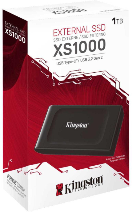 Внешний диск SSD Kingston XS1000 SXS1000/1000G, 1ТБ, черный