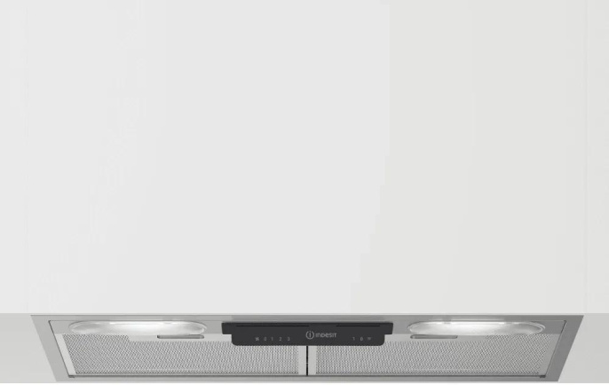 Встраиваемая вытяжка Indesit INAE 52FLS X, управление кнопочное, 2 мотора, серебристый [869890500050]