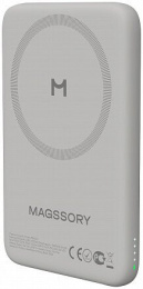 Внешний аккумулятор Magssory Core 5000mAh Титан (PBN003t) (совместимость с MagSafe, беспроводная зарядка: 15 Вт, поддержка беспроводной зарядки AirPods, порт Type-C, индикация заряда диодами)