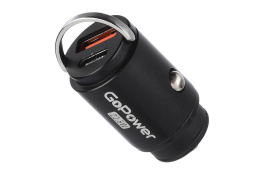 Сетевое З/У/ Автомобильное З/У GoPower GPQC12 1USB+1Type-C 22.5W Mini черный 1/100 00-00028409