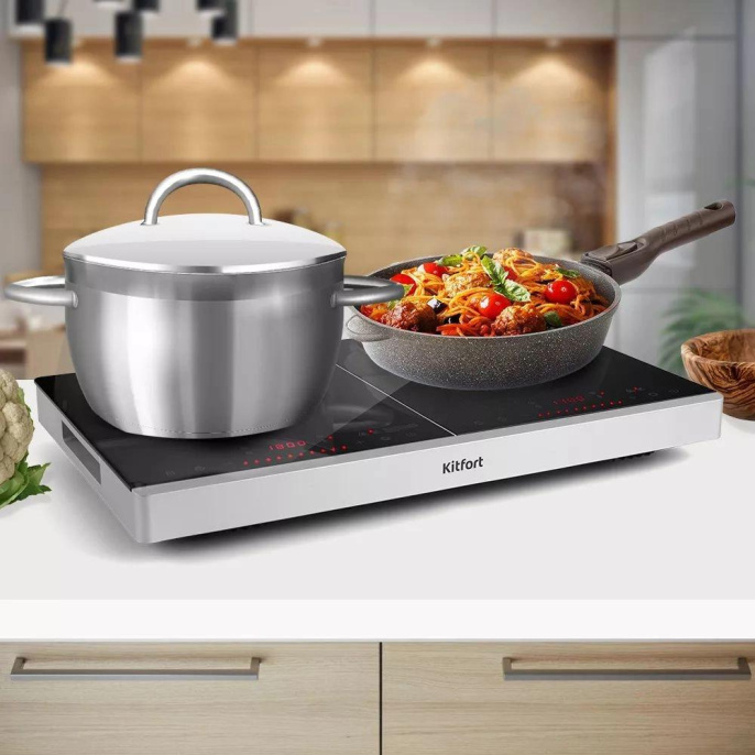 Плита Инфракрасная Kitfort КТ-147 черный/серебристый стеклокерамика настольная