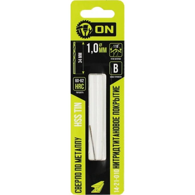 Сверло по металлу HSS TIN 1x34 мм, нитридтитановое покрытие On 14-21-010
