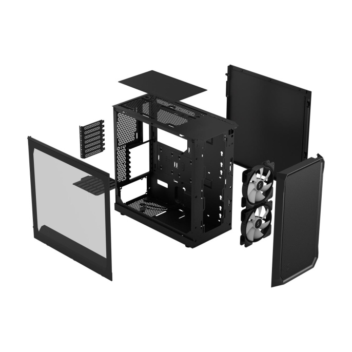 Корпус Case Fractal Design Focus 2 RGB, Midi-Tower, 2x140mm RGB, 2xUSB-A 3.2 ATX, mATX, mITX Black FD-C-FOC2A-03