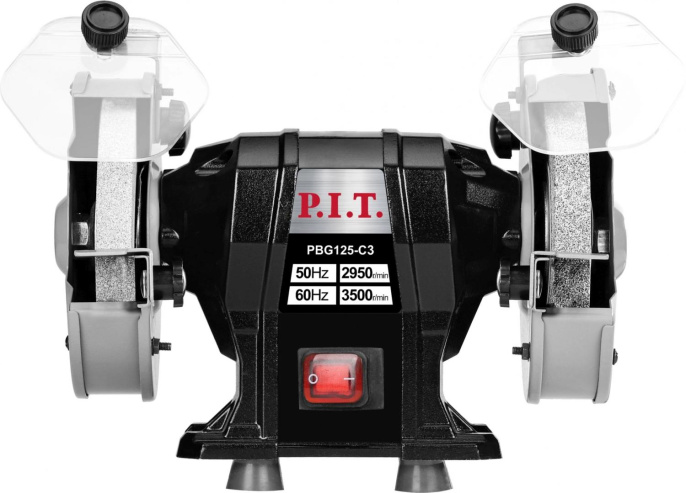 Заточный станок P.I.T. PBG125-C3 200 Вт, 2950 об/мин, круг Ø125х12.7х16 мм, пылезащита