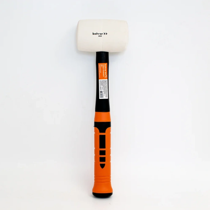 Киянка BOHRER 450 г, рукоятка фиберглас с резиновым покрытием, круглый боек, белая резина 45013345