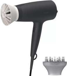 Фен Philips, мощность 1600 Вт, 3 скорости, холодный вохдух, 2 насадки, диффузор, цвет черный