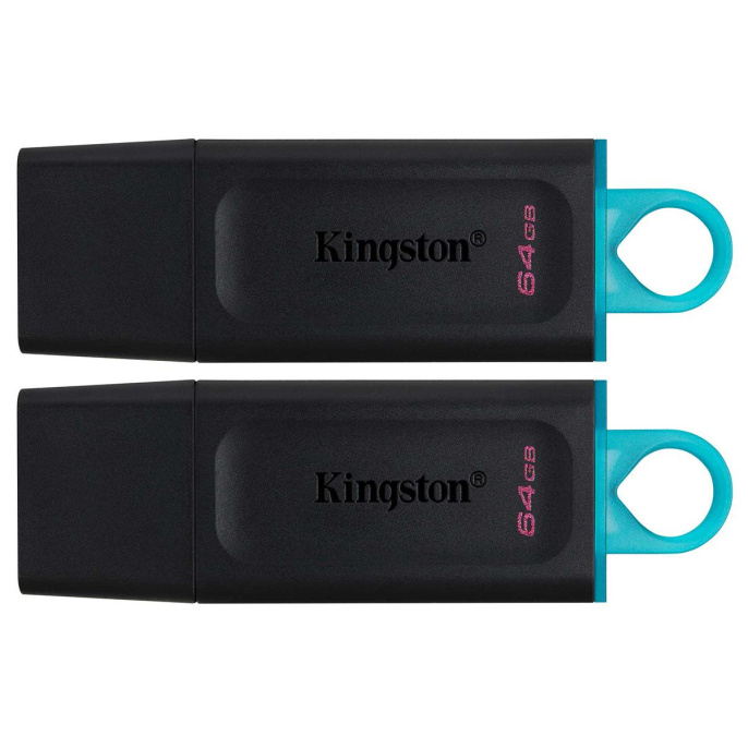 Флэш USB Kingston 64GB USB3.2 Gen 1 DataTraveler Exodia Black + Teal 2 шт/ Kingston 64GB USB3.2 Gen 1 DataTraveler Exodia Black + Teal 2 pcs DTX/64GB-2P