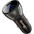 Автомобильное зарядное устройство ACEFAST B10 metal car charger 60W USB-C + USB-C with digital display - Black