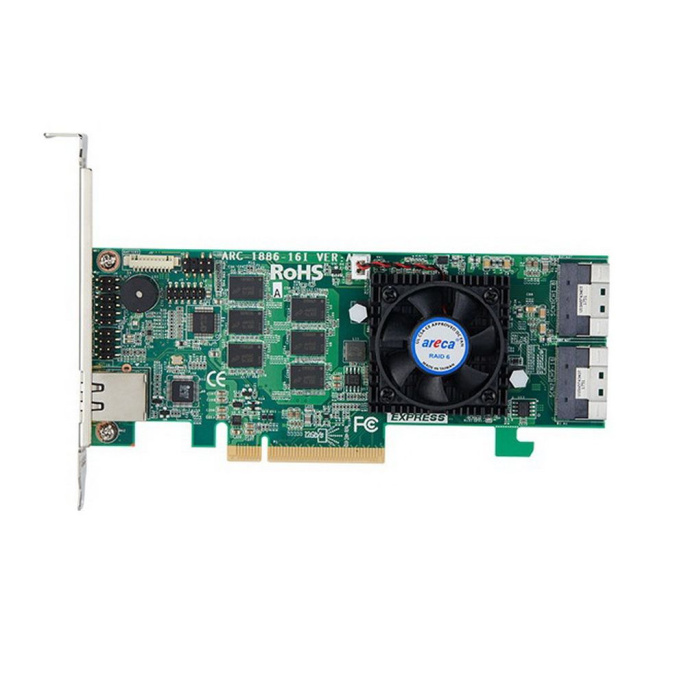 RAID-контроллер Areca ARC-1886-16I PCIe 4.0 x8 Low Profile, NVMe/SAS/SATA 12G, RAID 0,1,5,6,10,50,60, 16port 2*int SFF8654 x8 , Cache 8GB аналог LSI 9560-16i 05-50077-00 RTL {5} 412113