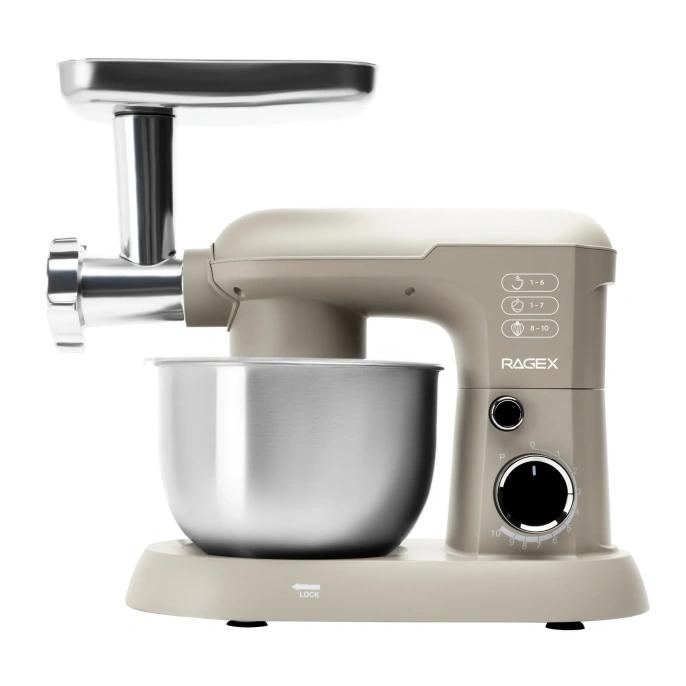 Кухонный комбайн RAGEX R105-110 5 в 1, 4 литра, 10 скоростей, 1500 Вт, бежевый