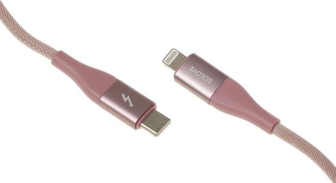 Кабель SOLOVE DW5,  Lightning (m) -  USB Type-C (m),  1м,  розовый [dw5 pink rus]