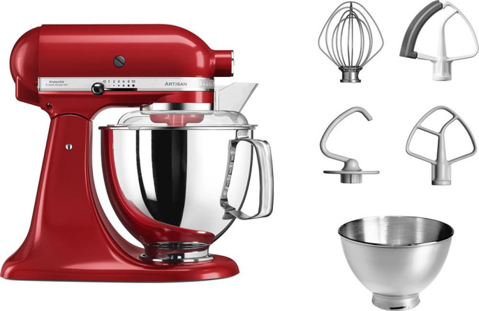 Миксер KitchenAid настольный с откидным блоком Artisan 4.8 л, красный