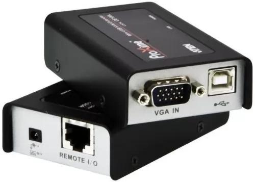 Удлинитель сигнала ATEN CE100-AT-G extender, VGA/SVGA+KBD+MOUSE USB, 100 метр., HD-DB15+USB A-тип/USB B-тип, Female, без шнуров, Б.П. 220 5V, по витой паре/UTP/FTP макс.разрешение 1920х1200 60Hz 30m 1280х1024 60Hz 100m DDC2B3