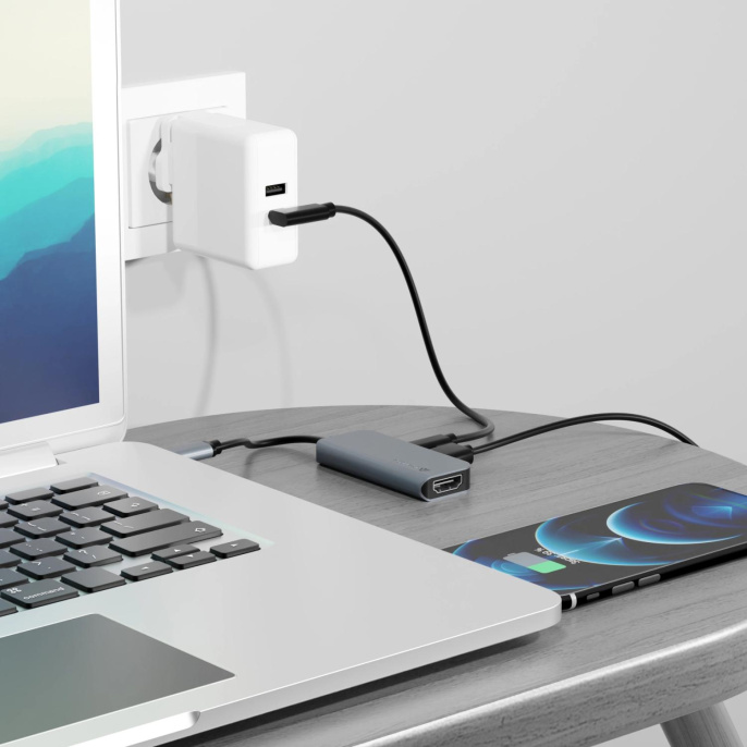 Разветвитель USB-C Lyambda LC105 2порт. серый