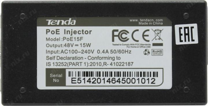 Инжектор Tenda POE15F 1xFE 1xData/power PoE