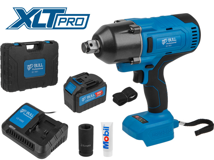 Аккум. ударный гайковерт BULL SC 1801 в чем. XLTpro БЕСЩЕТ., 18 В, 1000 Н*м, 3/4", 1х6 А*ч, з/у 4 А 0329177
