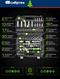 Набор инструментов Сибртех 13389 108 предметов жесткий кейс