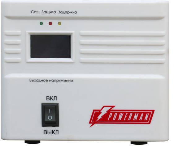 Стабилизатор POWERMAN AVS 500A, ступенчатый регулятор, 500ВА/250Вт, 160-260В, максимальный входной ток 5А, 1 евророзетка, IP-20, напольный, 190мм х 150мм х130мм, 2.11 кг./ Stabilizer POWERMAN AVS 500A, step-type regulator, 500VA/250W, 160-260V, maximum in