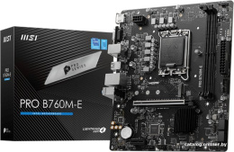 Материнская плата MSI Pro B760M-E mATX, сокет Intel LGA1700, чипсет Intel B760, память 2xDDR5, слоты: 1xPCIe x16 4.0, 1xM.2