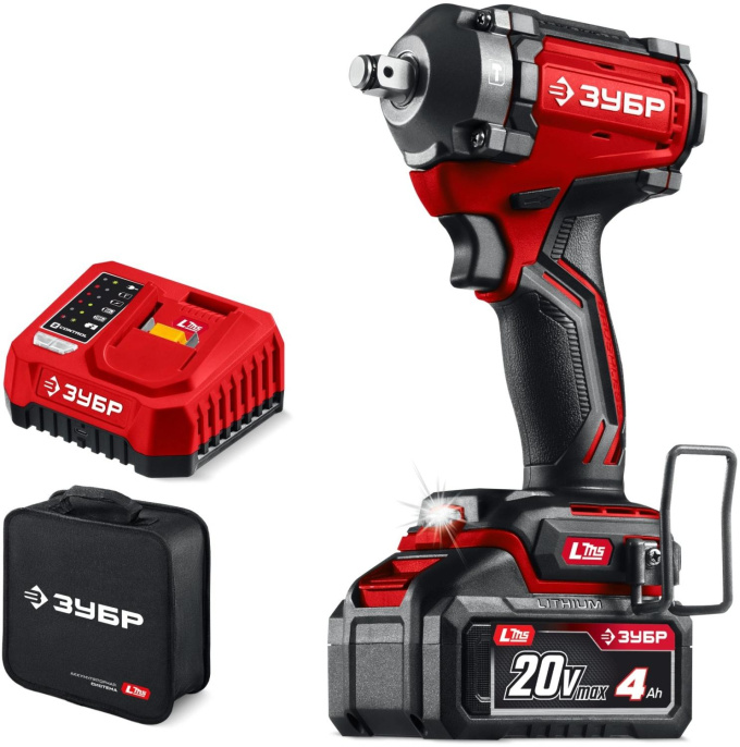 Ударный гайковерт Зубр ГБУ-500-41, LMS,  4Ач,  с одним аккумулятором