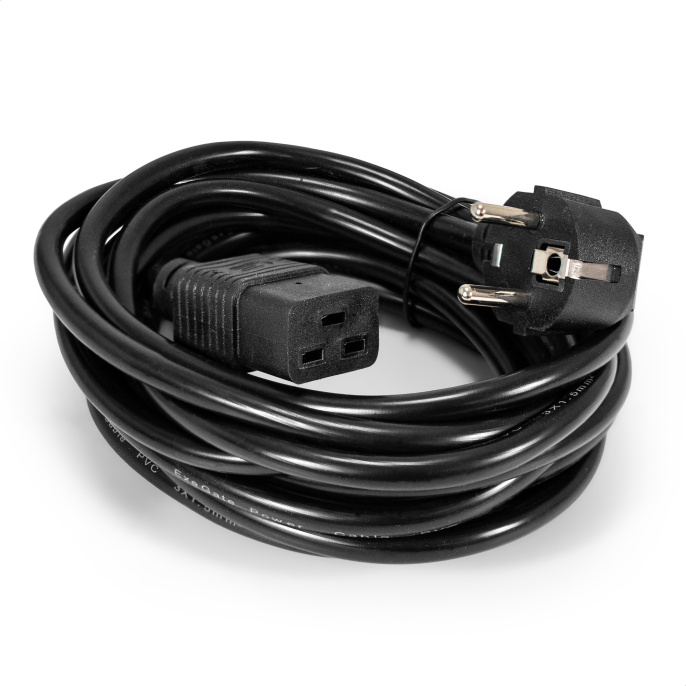 Кабель питания ExeGate Power PC19-5P-Schuko->C19/3x1.5Cu (Евровилка EU/Тип F(Schuko) ->IEC 320 C19, VDE-250V-3*1.5mm2, медь, черный, 16А, 5м) EP280671RUS