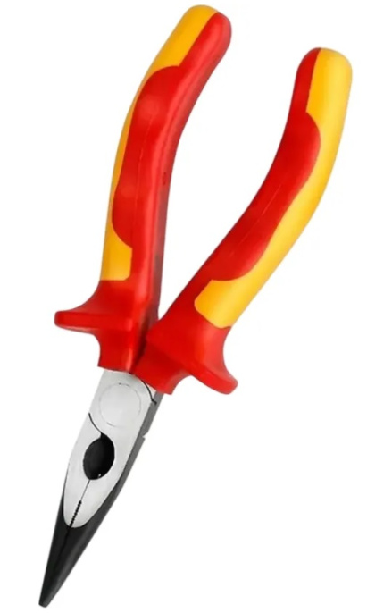 Длинногубцы WorkPro VDE 160мм WP342004 изолированные, эргономичные двухкомпонентные ручки, удобный захват, с зонами захвата для плоских и круглых материалов, подходит для универсального использования, с режущими кромками для мягкой и твердой проволоки,