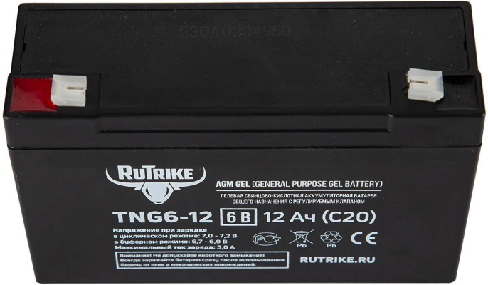 Аккумуляторная батарея RUTRIKE TNG6-12 для ИБП,  6В,  12Ач [23983]