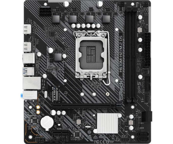 Материнская плата ASRock H610M-H2/M.2 D5, Socket LGA 1700, Intel H610, mATX, Ret