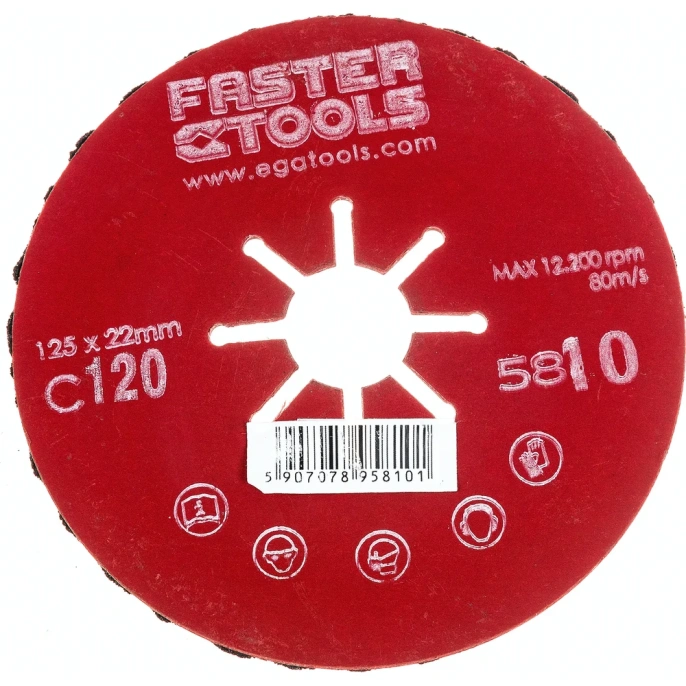 Диск шлифовальный гофрированный 125 мм, P120 FASTER TOOLS 5810