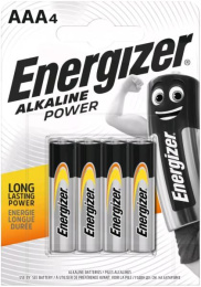 Батарейка AAA Energizer Alkaline power LR03 AAA BL4 Alkaline 1.5V 4/48/54096 4 шт. 00-00000403