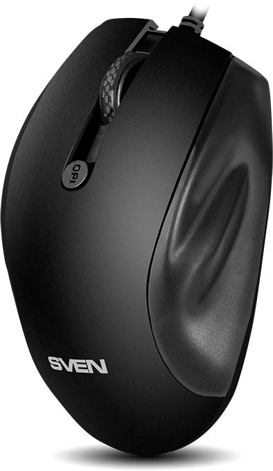 Мышь Sven RX-113 Black USB SV-018733 ноутбучная мышь для ПК, проводная USB, сенсор оптический 2000 dpi, 6 кнопок, колесо с нажатием, цвет черный