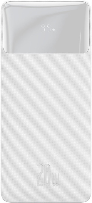 Портативное зарядное устройство Baseus PPBD050502 Bipow Digital Display Fast Charge Power Bank 10000mAh 20W White Overseas Edition модель PPBD10K , в комплекте кабель USB to Micro 25cm White