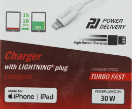 Сетевое зарядное устройство HAMA H-183318, 8-pin Lightning, 30Вт, 3A, белый [00183318]