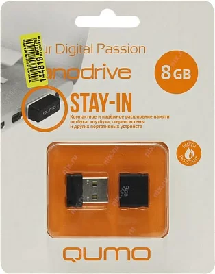 Накопитель Qumo Nanodrive QM8GUD-NANO-B USB2.0 Flash Drive 8Gb (RTL)