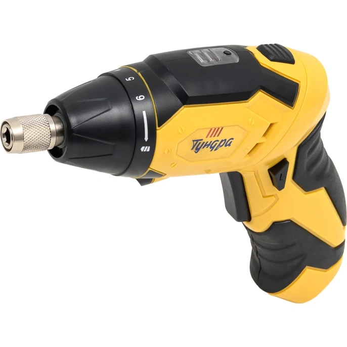 Аккумуляторная отвертка ТУНДРА PRO 3.6 В, Li-ion, 1.3 Ач, 200 об/мин, 3.5 Нм, HEX 1/4" 7461754