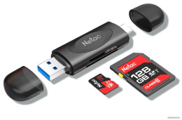 Картридер Netac WK14 NT09WK14-30BK USB3.2 SD, SDHC, SDXC, microSD, microSDHC, microSDXC, USB Type-A/USB Type-С, Черный