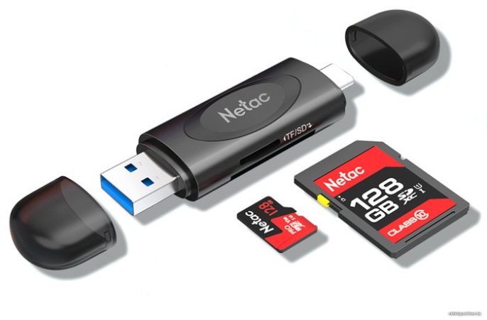 Картридер Netac WK14 NT09WK14-30BK USB3.2 SD, SDHC, SDXC, microSD, microSDHC, microSDXC, USB Type-A/USB Type-С, Черный