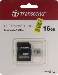 Флеш карта microSD 16GB Transcend microSDHC Class 10 UHS-1 U1, без адаптера , TLC TS16GUSD300S