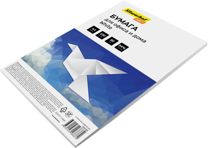 Бумага Silwerhof DAILY A4/80г/м2/100л./белый CIE94% общего назначения офисная