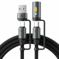 Кабель магнитный ACEFAST J5 Multi-Function Charging Data Cable USB-A+ USB-C+ Led Light - Black AF-J5-BK