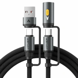 Кабель магнитный ACEFAST J5 Multi-Function Charging Data Cable USB-A+ USB-C+ Led Light - Black AF-J5-BK