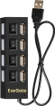 USB-Хаб концентратор 4-в-1 ExeGate DUB-42SW кабель-адаптер USB2.0 -- 4xUSB2.0, кнопки включения/отключения для каждого порта, Plug&Play, черный EX293977RUS