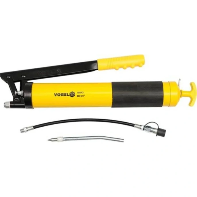 Рычажно-плунжерый шприц для консистентной смазки VOREL гиб.шл., 600 мл 78043